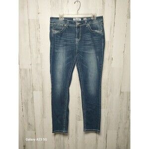Charme Jeans Size 31 Dark Wash  Thick Stitch Distressed